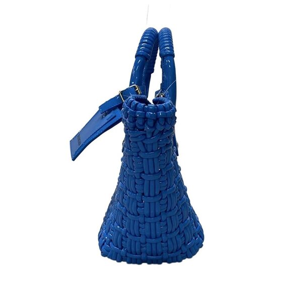 Auth BALENCIAGA Bistro XS Basket 671342 Blue Polyurethane Polyester Cotton - Picture 4 of 16